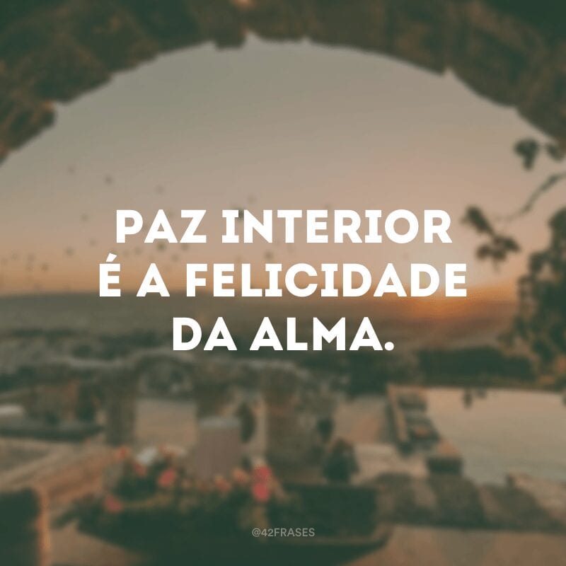 Paz interior é a felicidade da alma.