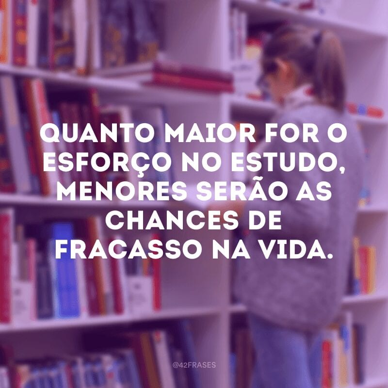 Quanto maior for o esforço no estudo, menores serão as chances de fracasso na vida.