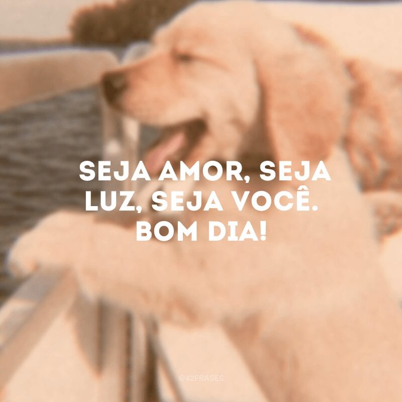 Seja amor, seja luz, seja você. Bom dia!