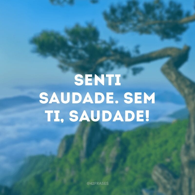 Senti saudade. Sem ti, saudade!