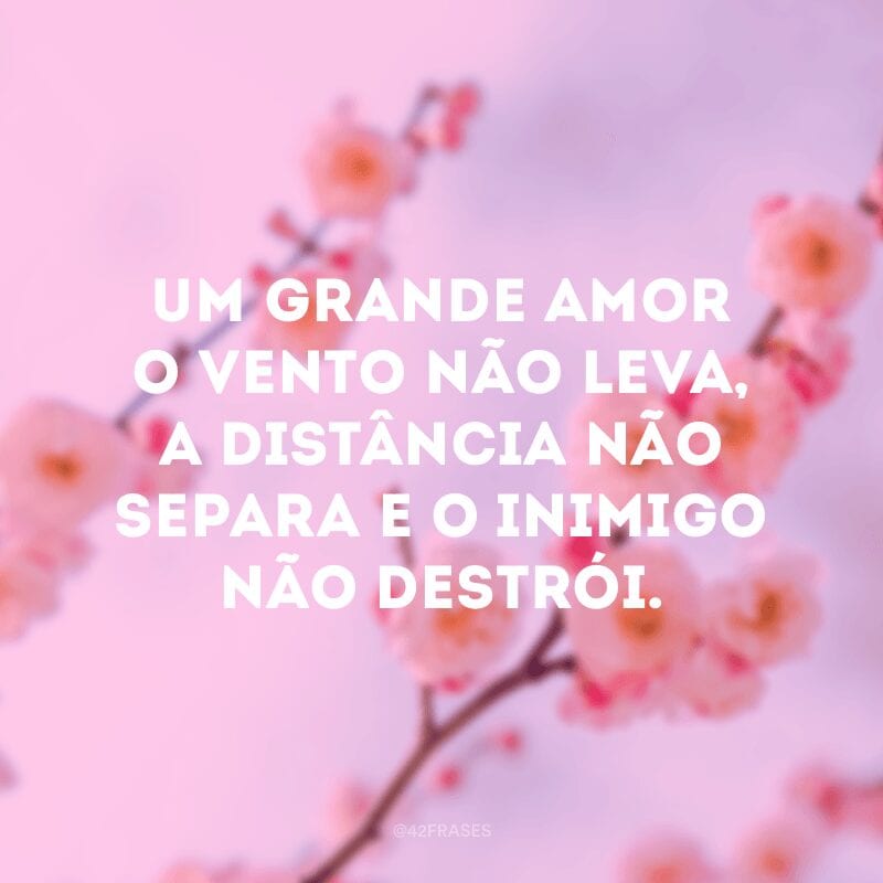 Um grande amor o vento não leva, a distância não separa e o inimigo não destrói.