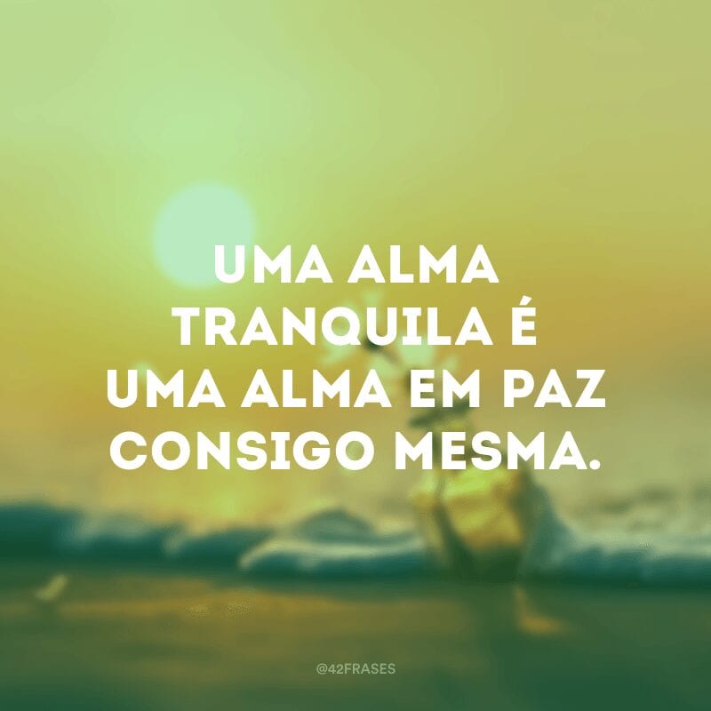 Uma alma tranquila é uma alma em paz consigo mesma.