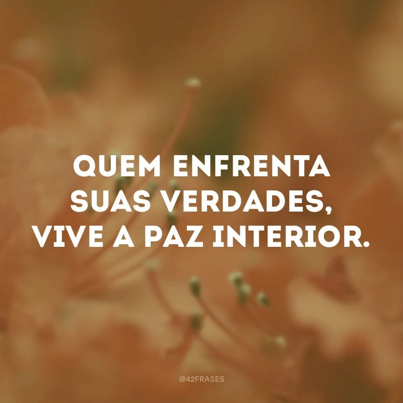 Quem enfrenta suas verdades, vive a paz interior.