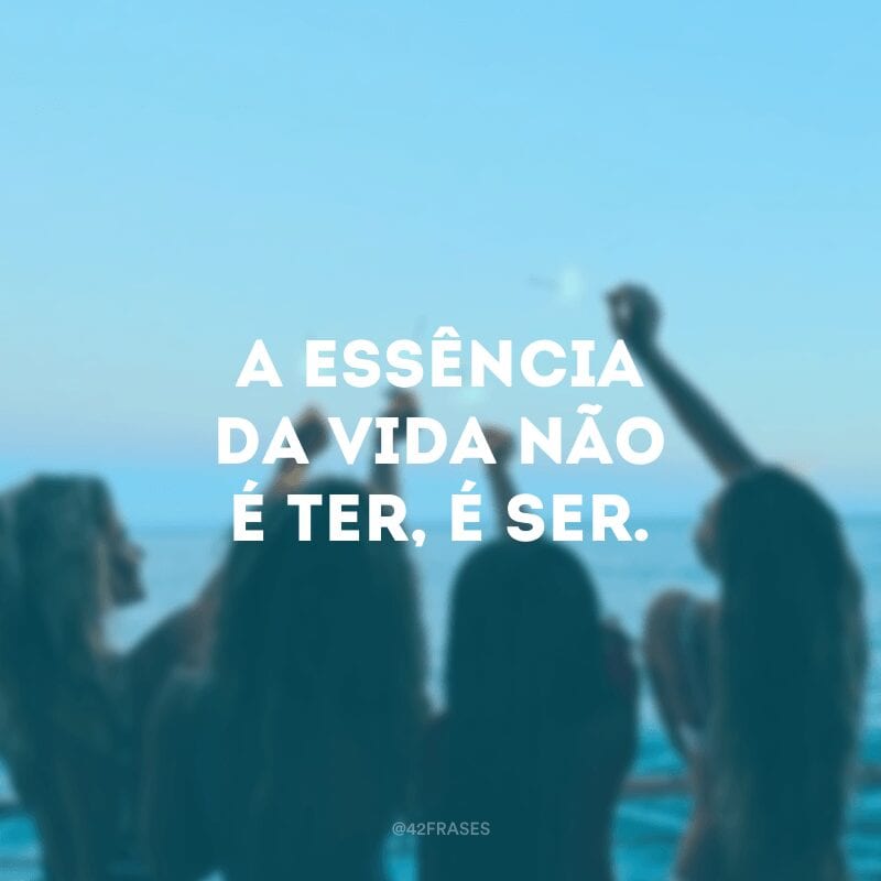 A essência da vida não é ter, é ser.