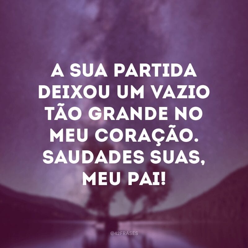 A sua partida deixou um vazio tão grande no meu coração. Saudades suas, meu pai!