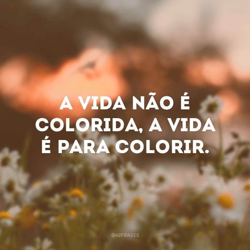 A vida não é colorida, a vida é para colorir.