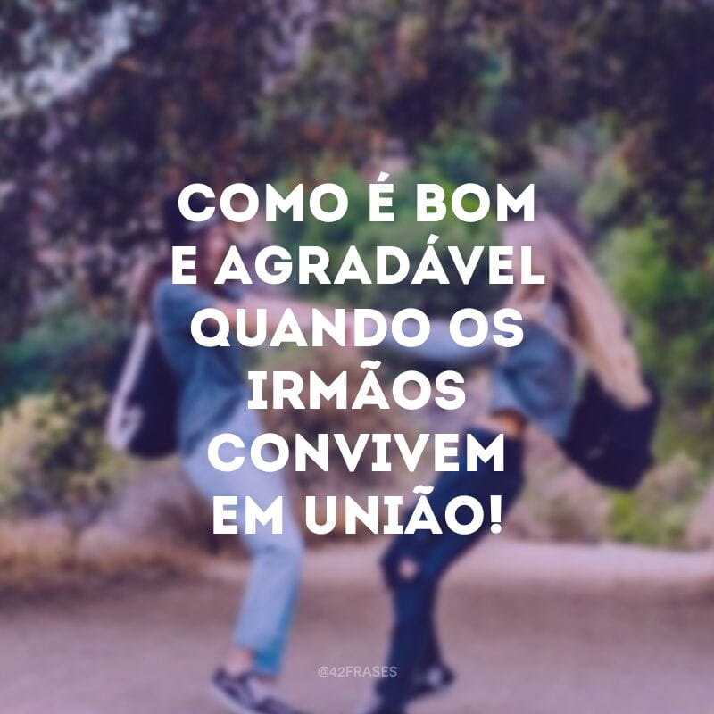 Como é bom e agradável quando os irmãos convivem em união! 