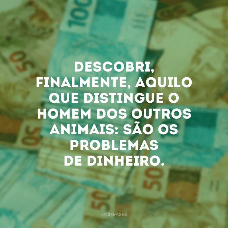 Descobri, finalmente, aquilo que distingue o homem dos outros animais: são os problemas de dinheiro.