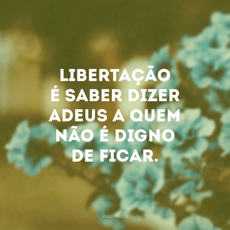 Libertação é saber dizer adeus a quem não é digno de ficar.