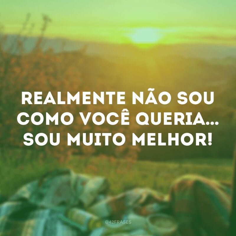 Realmente não sou como você queria… sou muito melhor! 