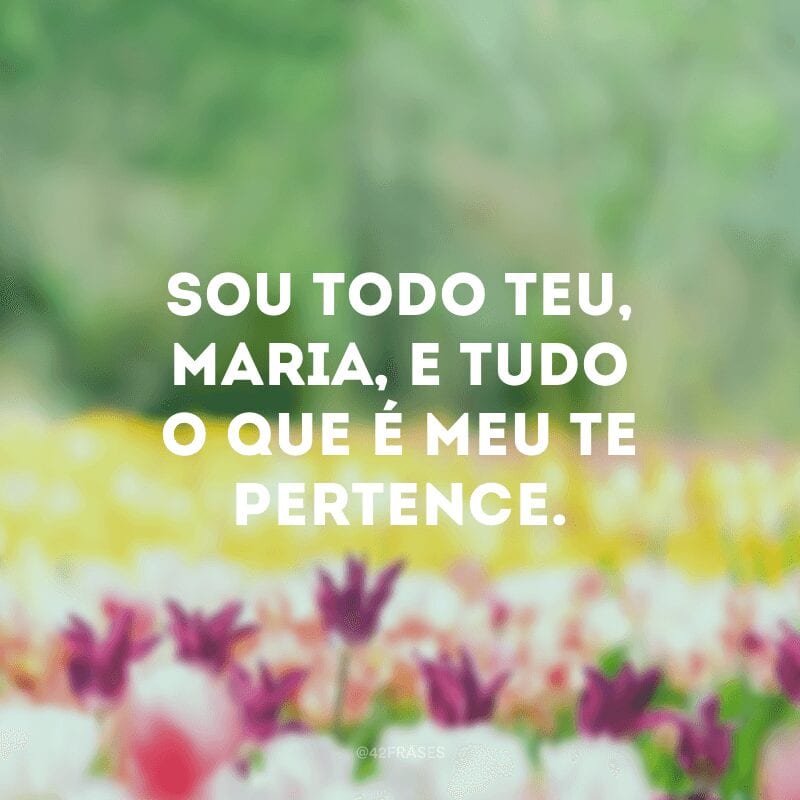 Sou todo teu, Maria, e tudo o que é meu te pertence. 