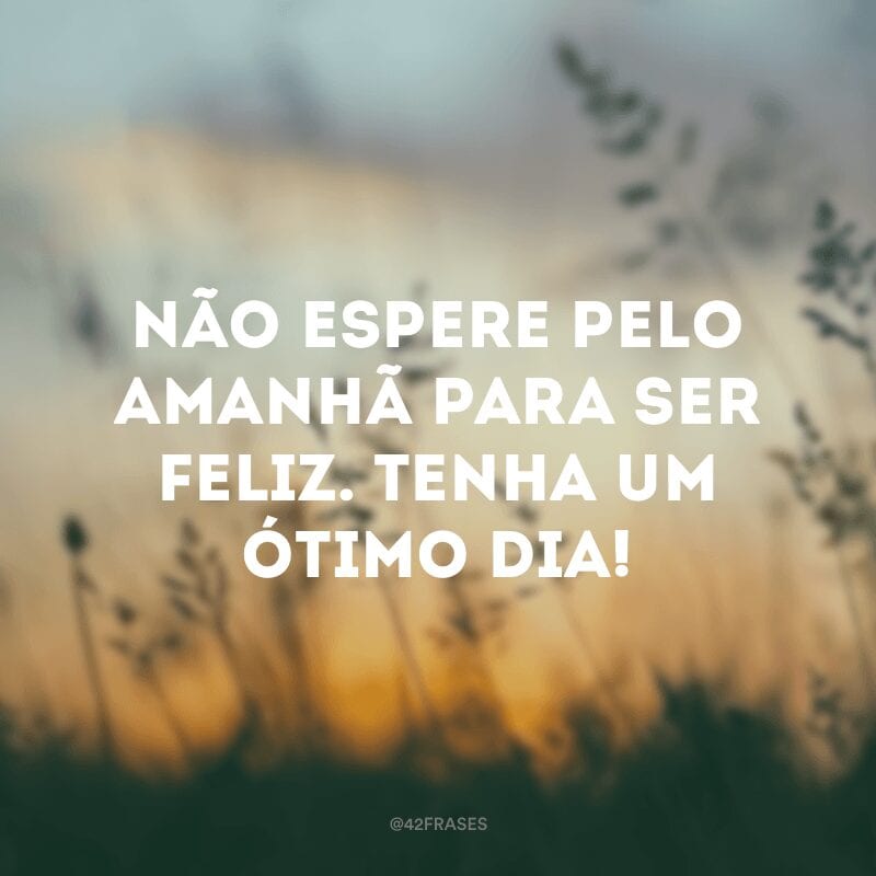 Não espere pelo amanhã para ser feliz. Tenha um ótimo dia!