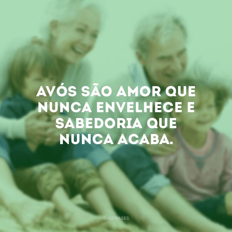 Avós são amor que nunca envelhece e sabedoria que nunca acaba.