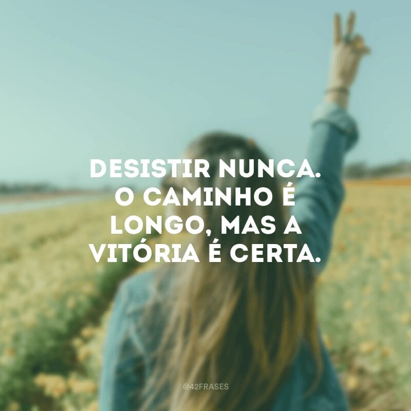 Desistir nunca. O caminho é longo, mas a vitória é certa.