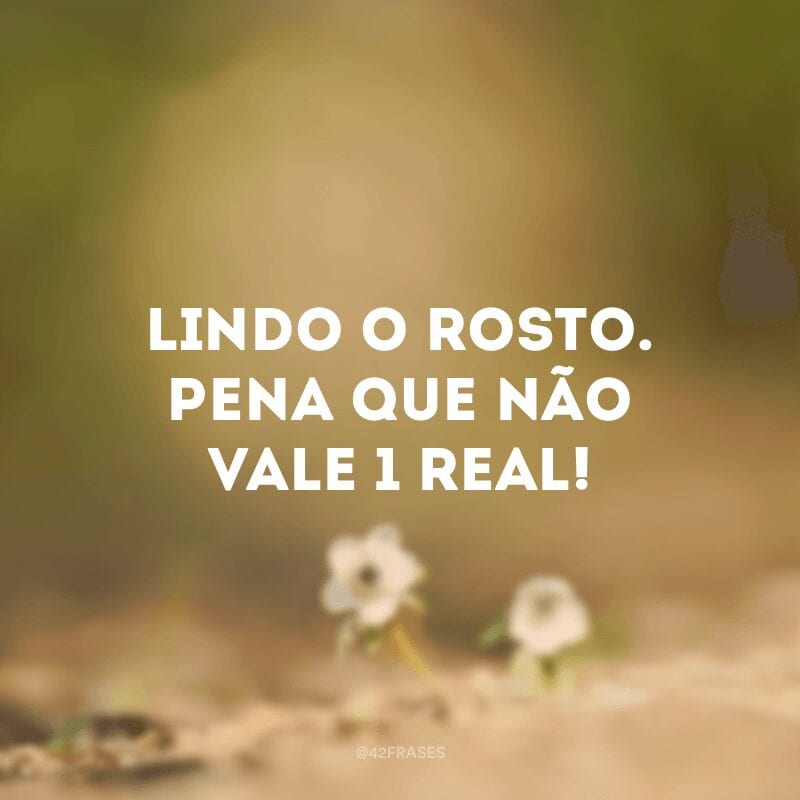 Lindo o rosto. Pena que não vale 1 real!