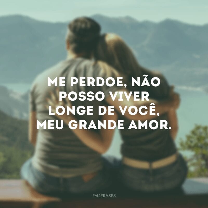 Me perdoe, não posso viver longe de você, meu grande amor.