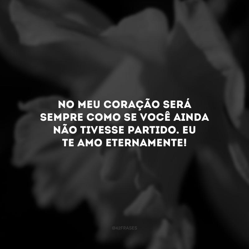 No meu coração será sempre como se você ainda não tivesse partido. Eu te amo eternamente!