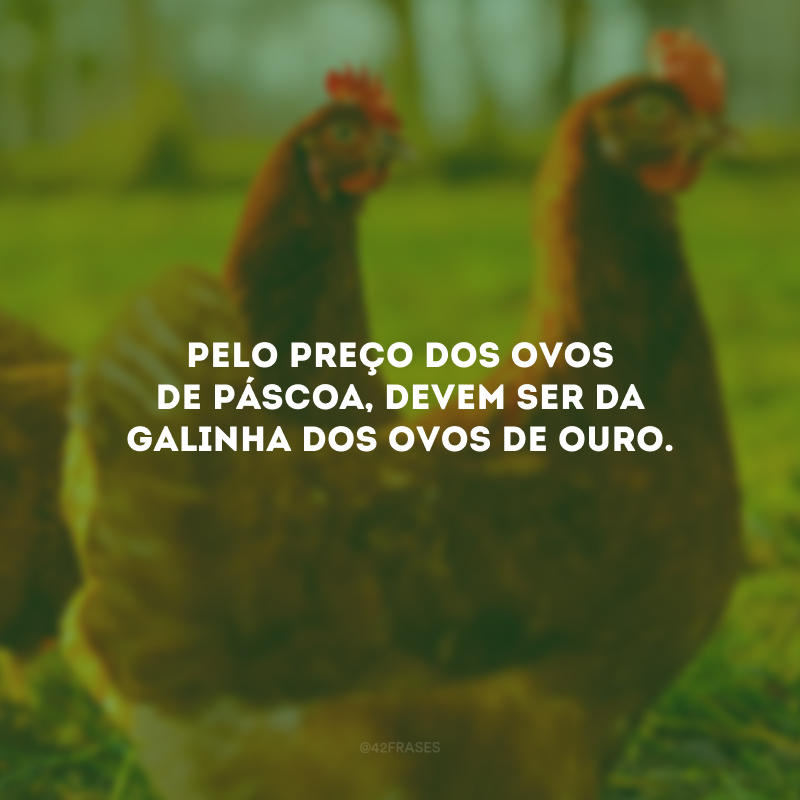 Pelo preço dos ovos de Páscoa, devem ser da galinha dos ovos de ouro.