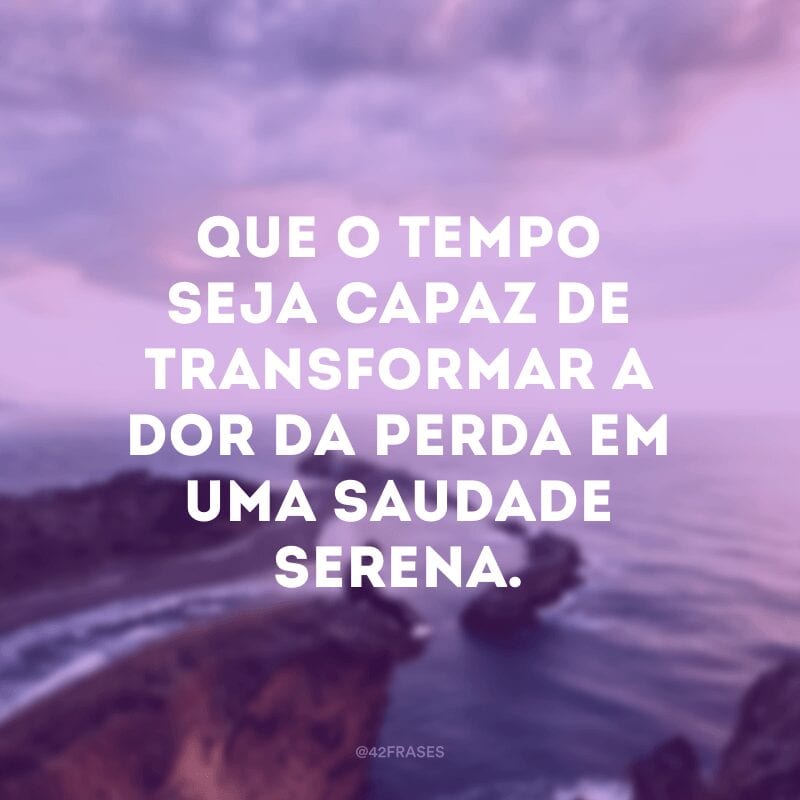 Que o tempo seja capaz de transformar a dor da perda em uma saudade serena.