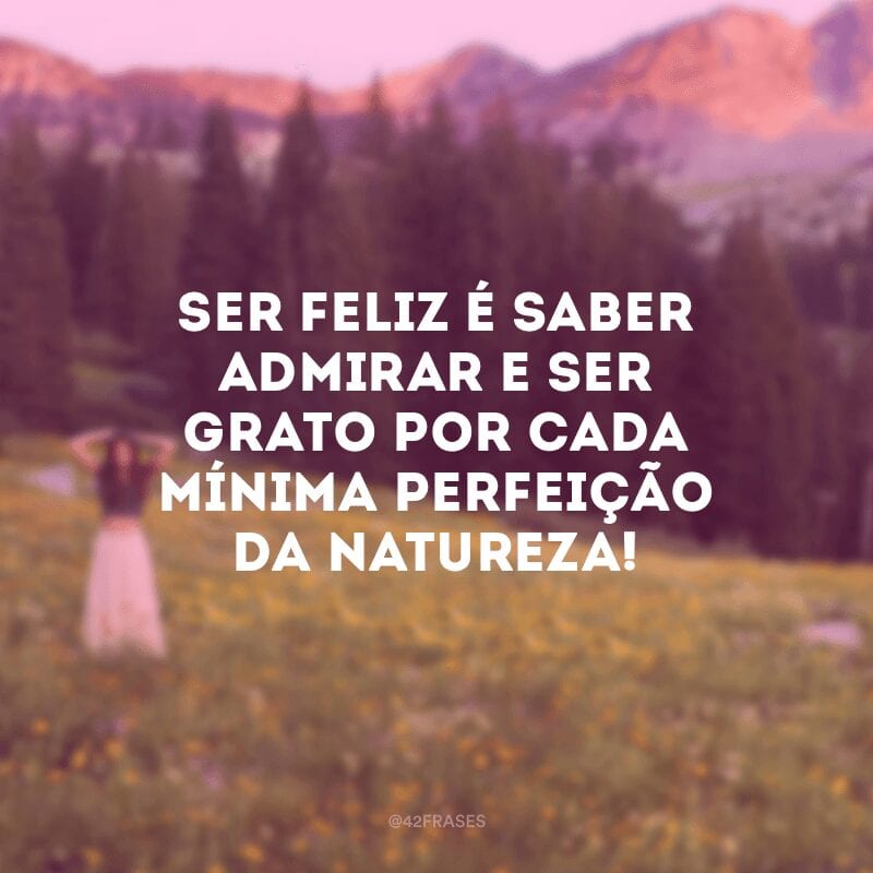 Ser feliz é saber admirar e ser grato por cada mínima perfeição da natureza! 