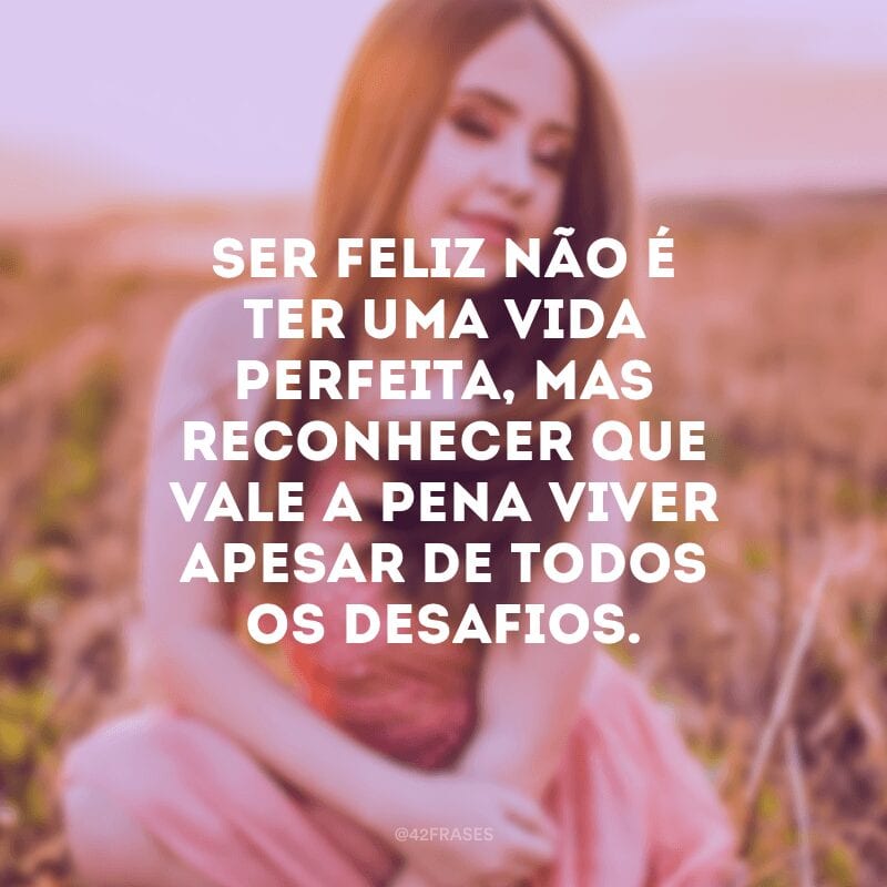 Ser feliz não é ter uma vida perfeita, mas reconhecer que vale a pena viver apesar de todos os desafios.