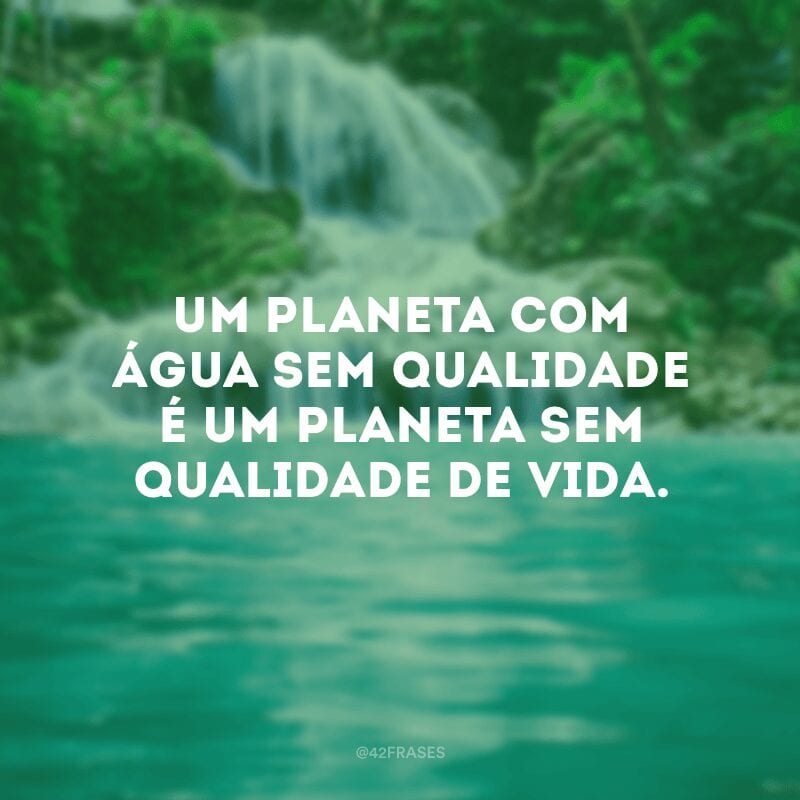 Um planeta com água sem qualidade é um planeta sem qualidade de vida.