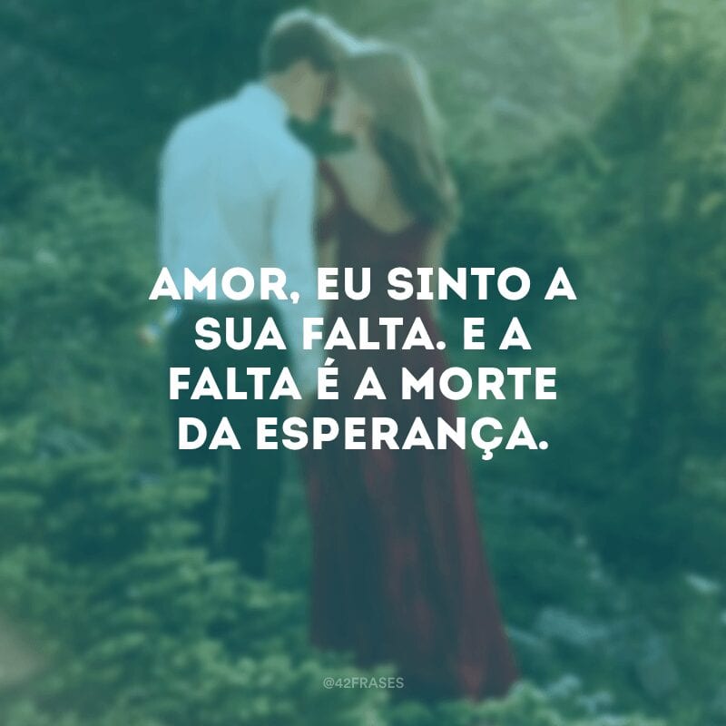 Amor, eu sinto a sua falta. E a falta é a morte da esperança.