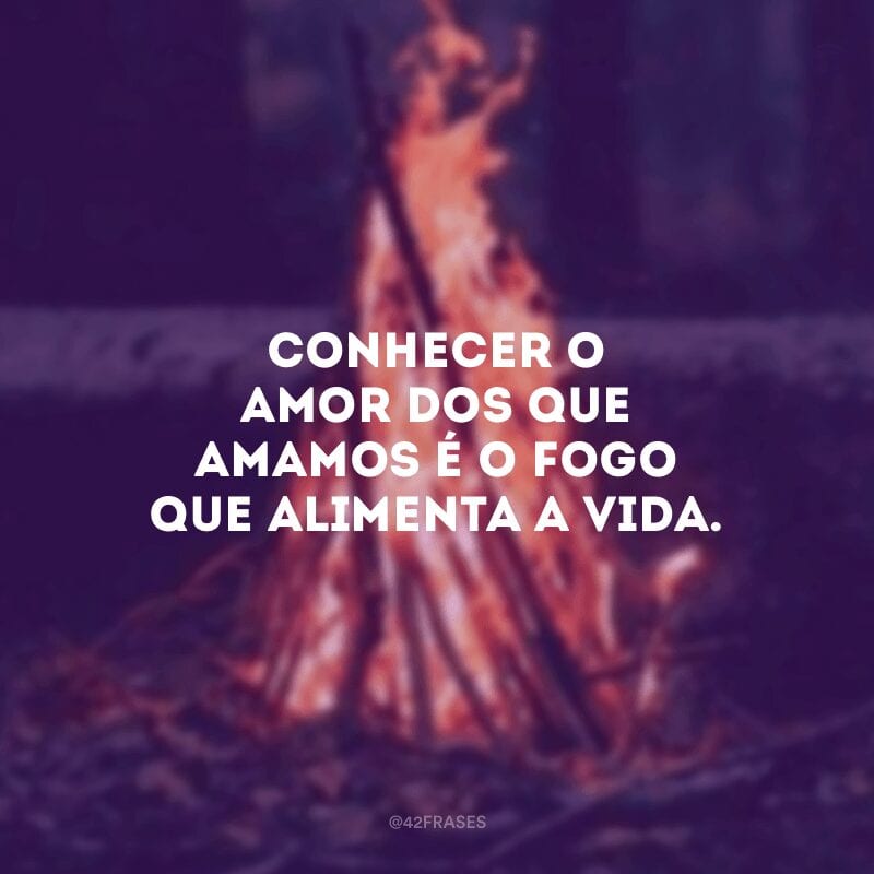 Conhecer o amor dos que amamos é o fogo que alimenta a vida.