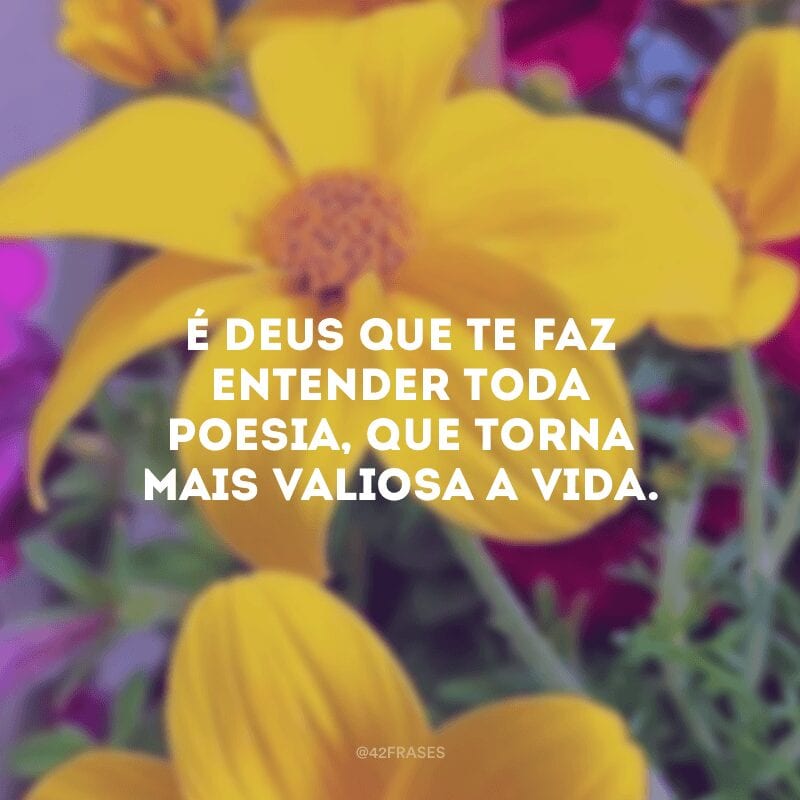 É Deus que te faz entender toda poesia, que torna mais valiosa a vida.