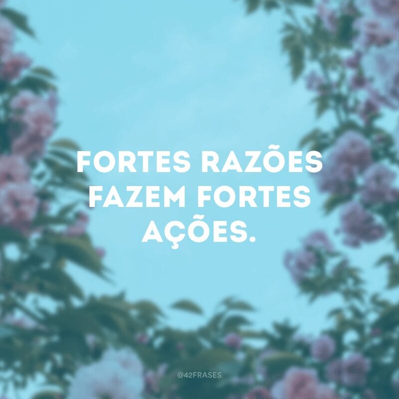 Fortes razões fazem fortes ações. 