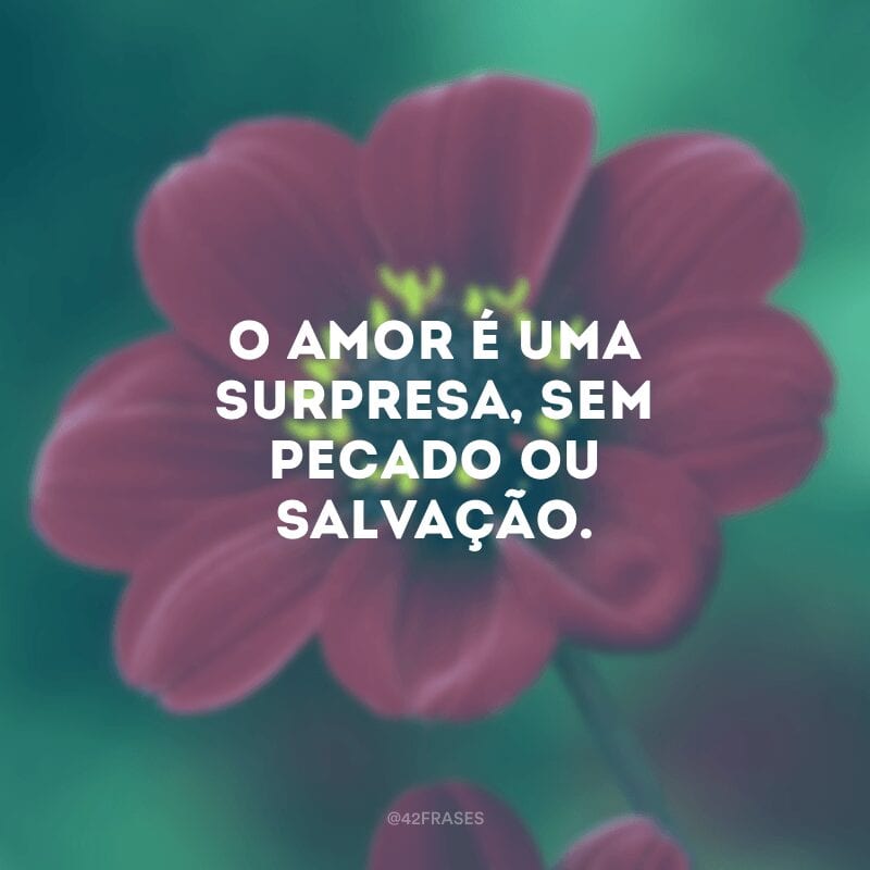 O amor é uma surpresa, sem pecado ou salvação.