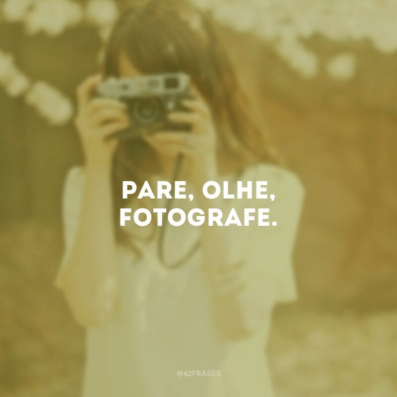 Pare, olhe, fotografe.
