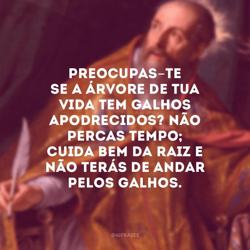 Preocupas-te se a árvore de tua vida tem galhos apodrecidos? Não percas tempo; cuida bem da raiz e não terás de andar pelos galhos. 