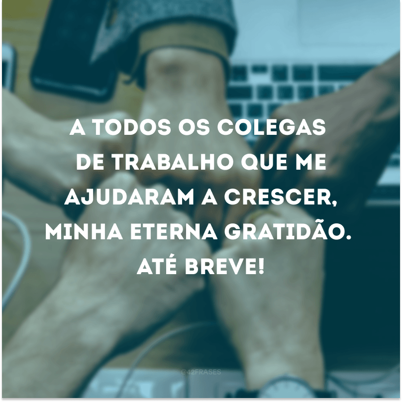 A todos os colegas de trabalho que me ajudaram a crescer, minha eterna gratidão. Até breve!