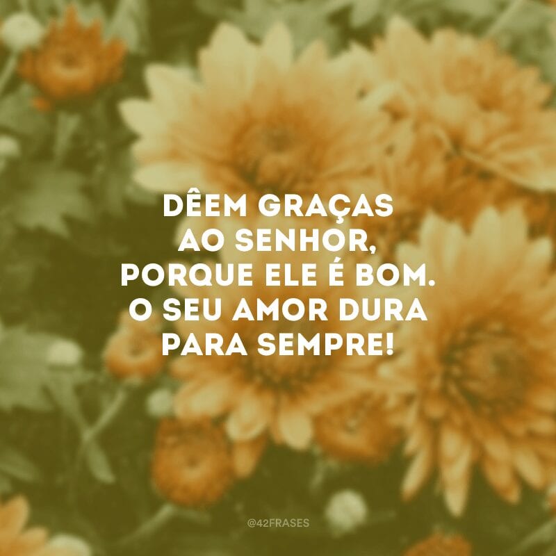 Dêem graças ao Senhor, porque ele é bom. O seu amor dura para sempre!  
