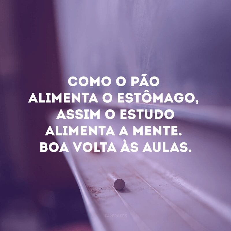 Como o pão alimenta o estômago, assim o estudo alimenta a mente. Boa volta às aulas.