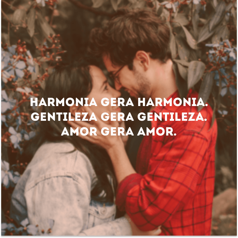 Harmonia gera harmonia. Gentileza gera gentileza. Amor gera amor.