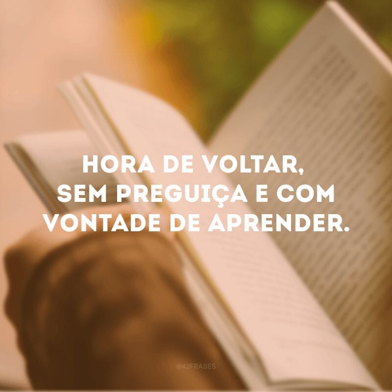 Hora de voltar, sem preguiça e com vontade de aprender.