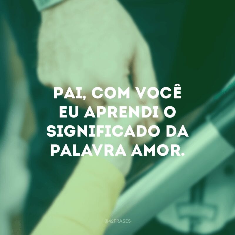 Pai, com você eu aprendi o significado da palavra amor. 