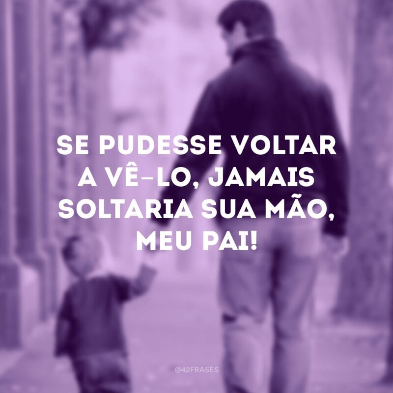 Se pudesse voltar a vê-lo, jamais soltaria sua mão, meu pai!