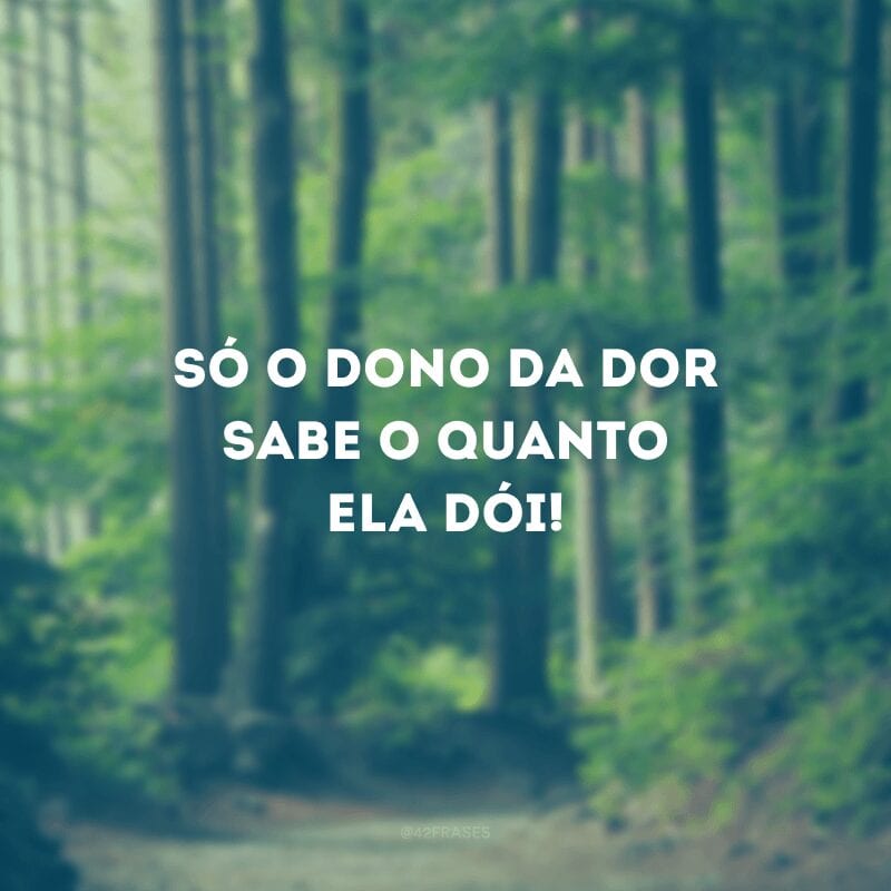 Só o dono da dor sabe o quanto ela dói! 