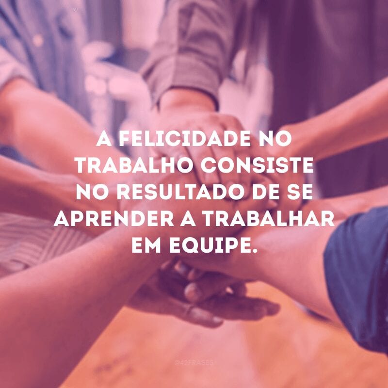 A felicidade no trabalho consiste no resultado de se aprender a trabalhar em equipe.