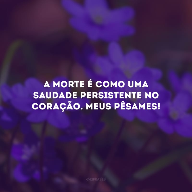 A morte é como uma saudade persistente no coração. Meus pêsames!