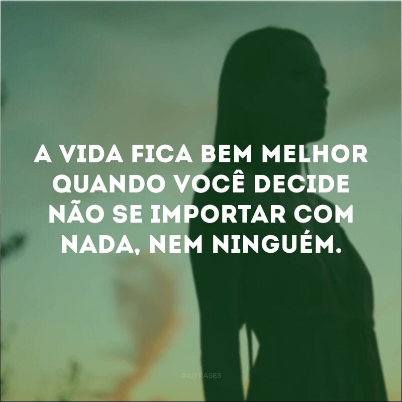 A vida fica bem melhor quando você decide não se importar com nada, nem ninguém.