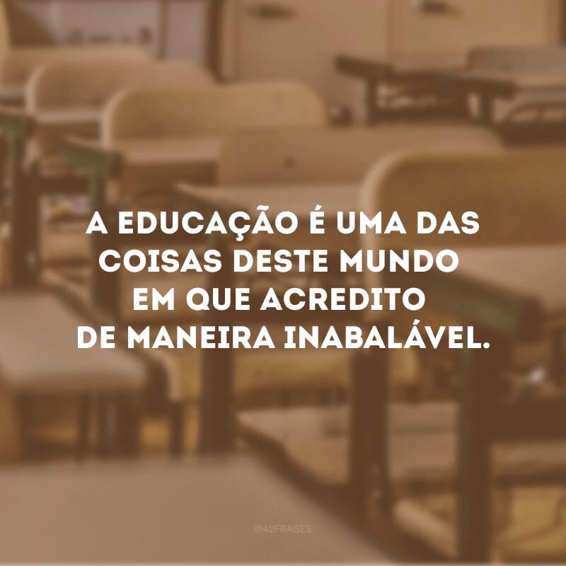 A educação é uma das coisas deste mundo em que acredito de maneira inabalável.