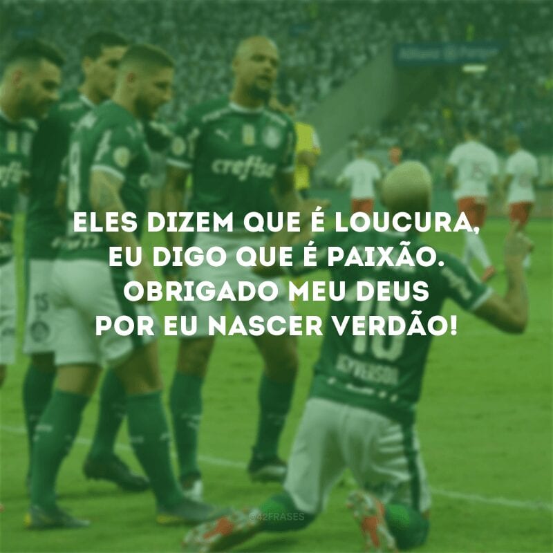 Eles dizem que é loucura, eu digo que é paixão. Obrigado meu Deus por eu nascer verdão!