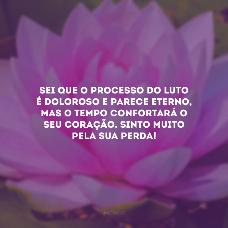 Sei que o processo do luto é doloroso e parece eterno, mas o tempo confortará o seu coração. Sinto muito pela sua perda!