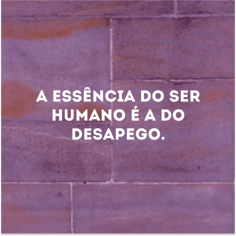 A essência do ser humano é a do desapego.