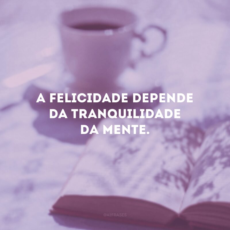 A felicidade depende da tranquilidade da mente.
