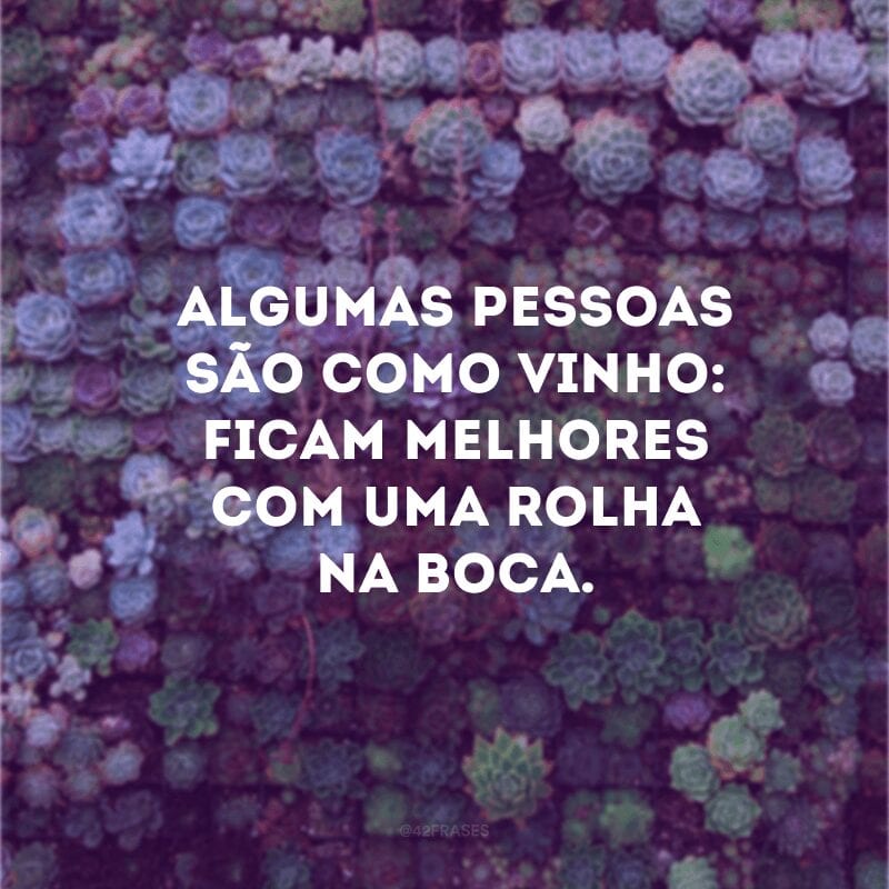 Algumas pessoas são como vinho: ficam melhores com uma rolha na boca. 